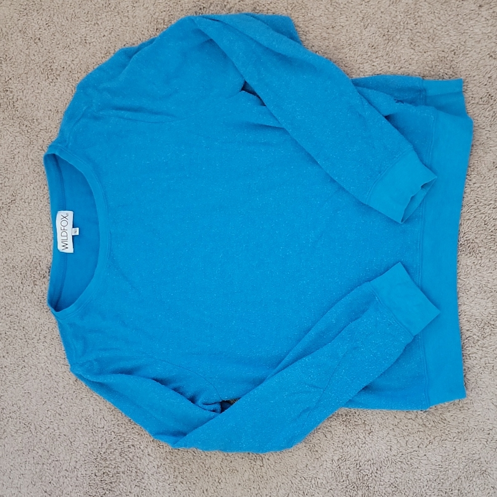 Wildfox Baggy Beach Jumper in Bright Blue. Large